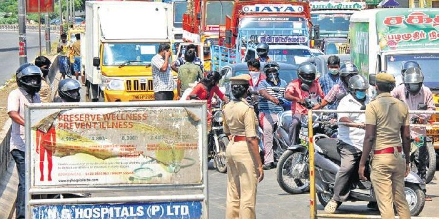 Even though people are allowed to venture out till 1 pm to buy essentials, police in Coimbatore made them wait for more than 30 minutes on Sunday