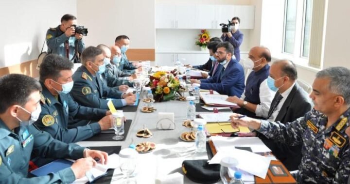 Defence minister Rajnath Singh holds talks with Kazakhstan counterpart Lt General Nurlan Yermekbayev in Moscow.